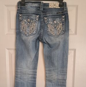 Miss Me Blue Boot Cut Jeans with Silver Accents